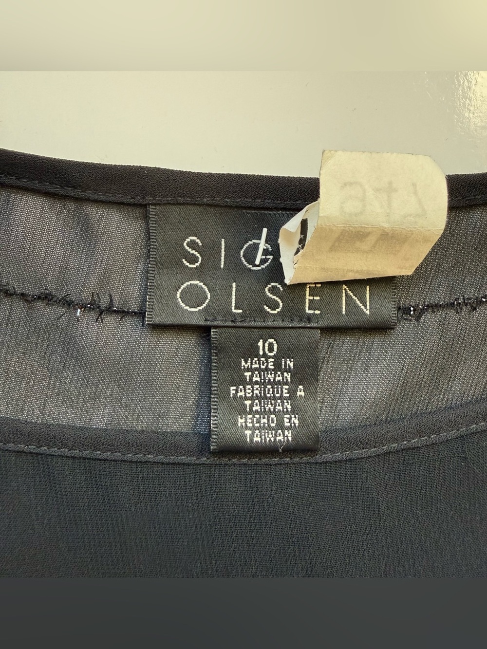 SIGRID OLSEN Black Sheath Sheer Overlay Metallic Thread 10 Cocktail Party Dress - Picture 5 of 14